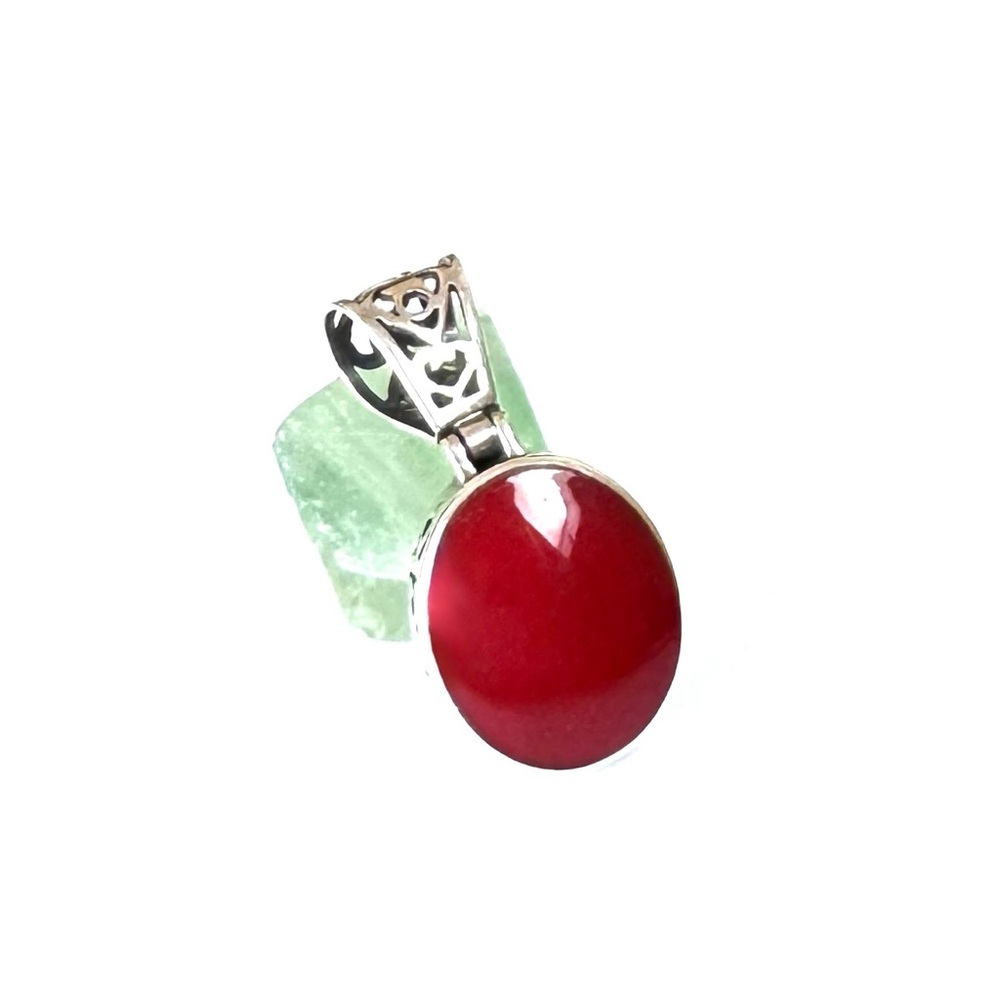 SILPADA Pendant Red Gemstone 1.3” Sterling Silver S1300 Filigree EXCELLENT COND